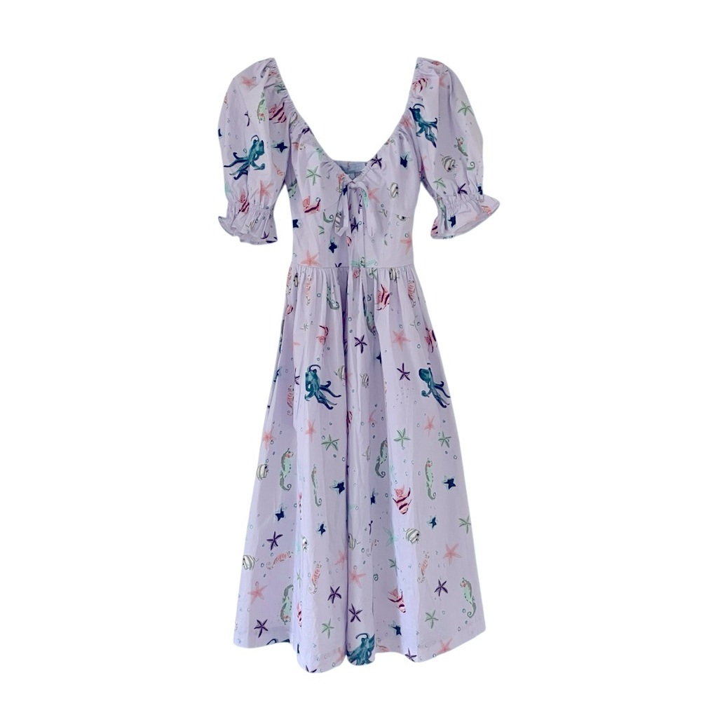 Hill House Ophelia Dress in Sea Creatures Puff Sleeves Babydoll Pockets NWT - Picture 2 of 14